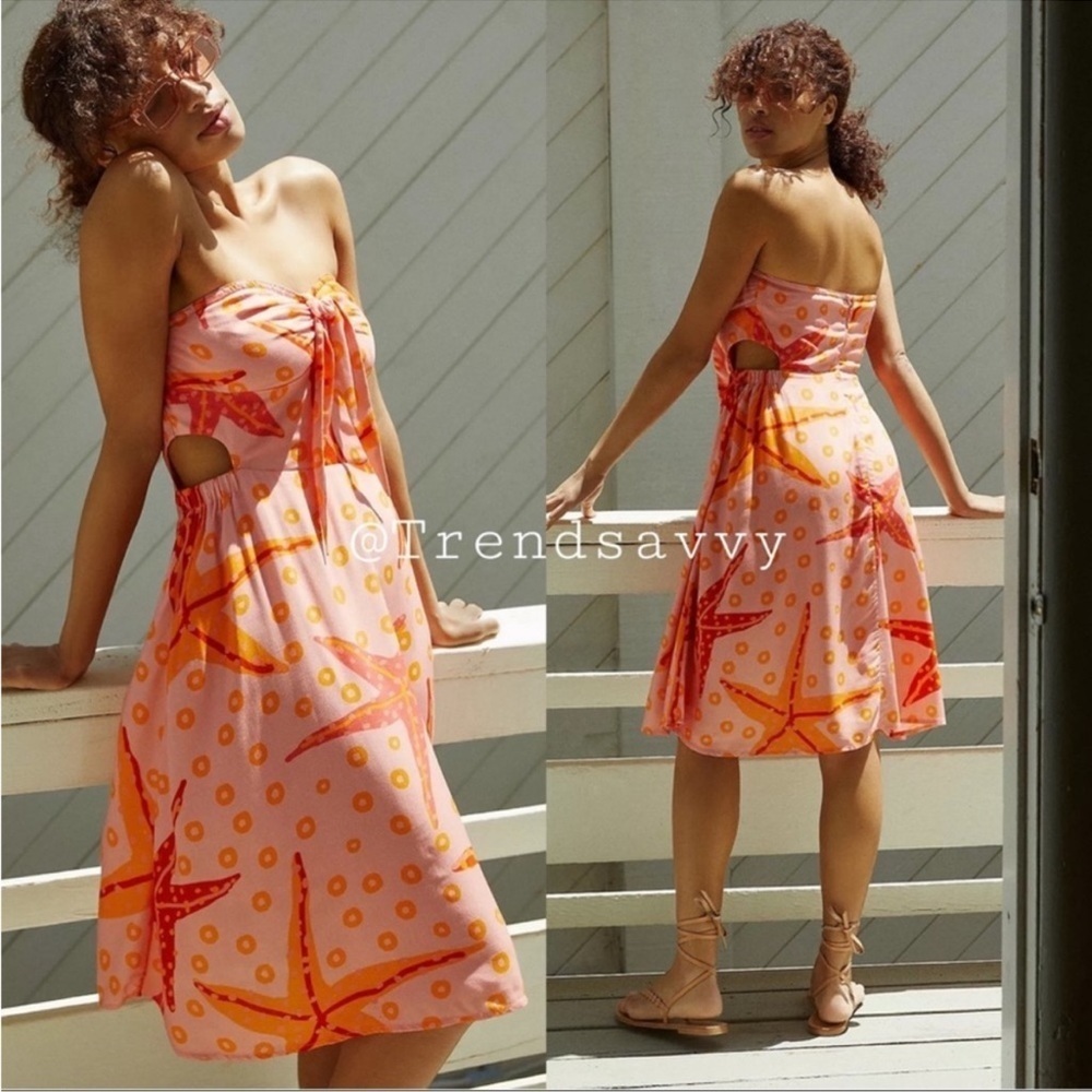 Anthropologie Farm Rio Under the Sea Coral Cover-Up Dress Size Large NWT